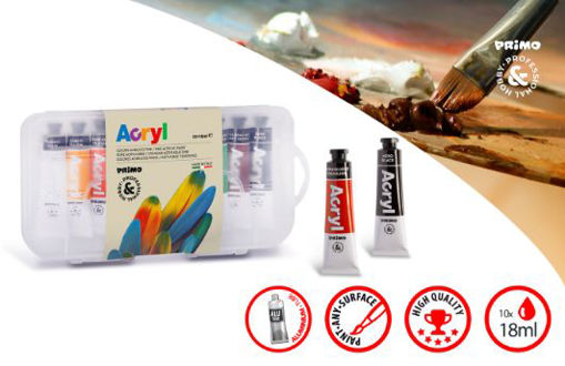 Picture of PRIMO ACRYLIC PAINT SET OF 10 TUBES 18ML